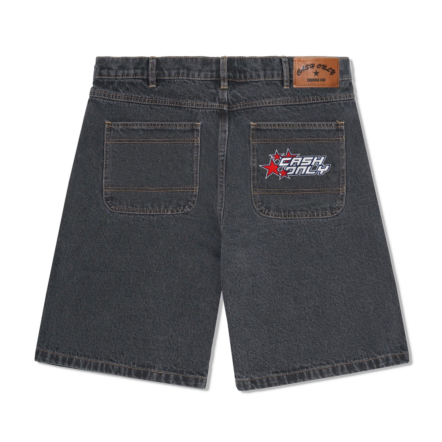 Cash Only Stars Denim Shorts - Washed Black