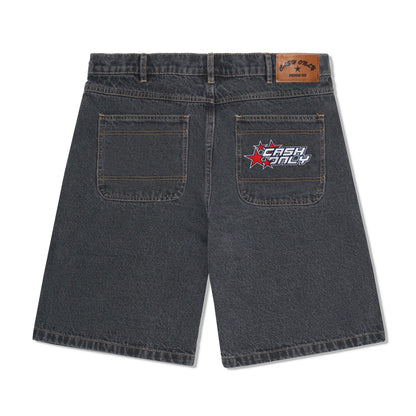 Cash Only Stars Denim Shorts - Washed Black