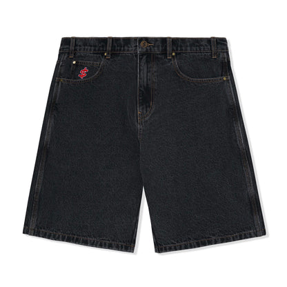 Cash Only Logo Denim Shorts - Washed Black