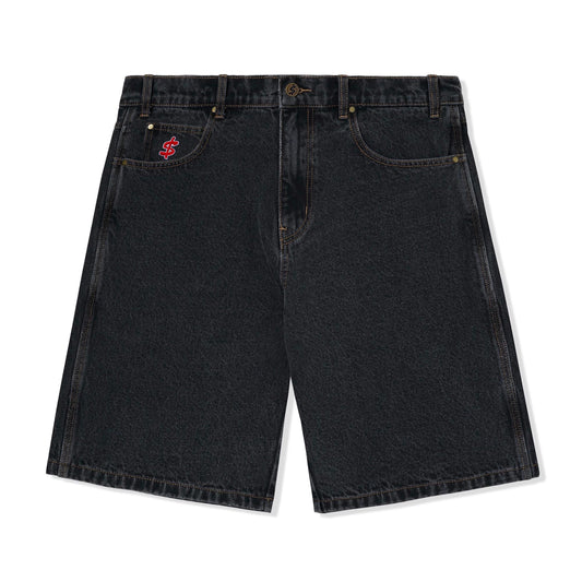 Cash Only Logo Denim Shorts - Washed Black