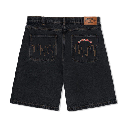 Cash Only Logo Denim Shorts - Washed Black