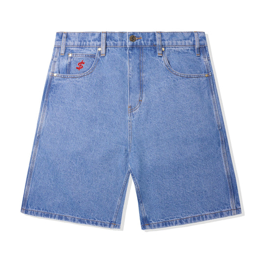 Cash Only Logo Denim Shorts - Washed Indigo