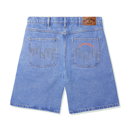 Cash Only Logo Denim Shorts - Washed Indigo