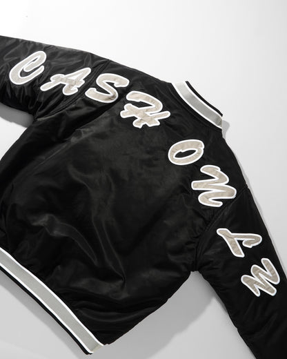 Cash Only Spell Out Bomber Jacket - Black