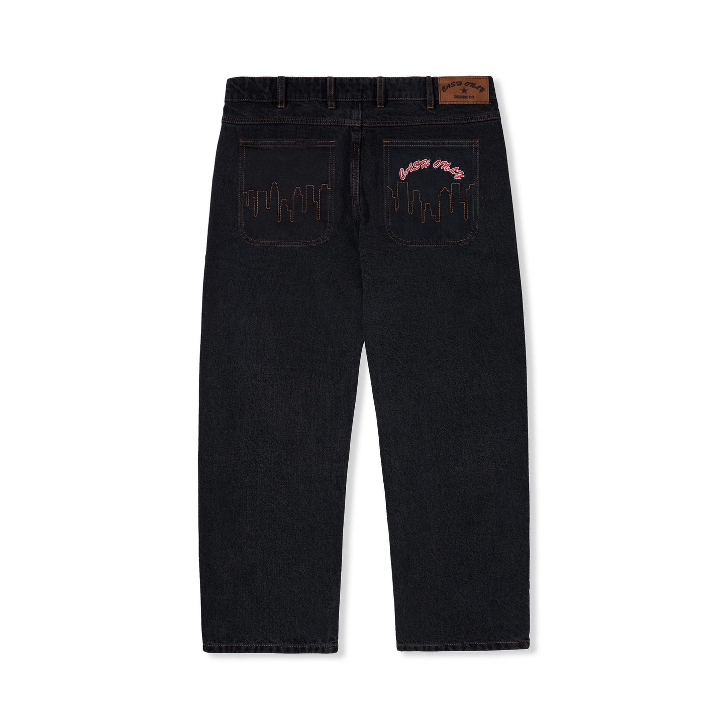 Cash Only Logo Baggy Denim Jeans - Washed Black