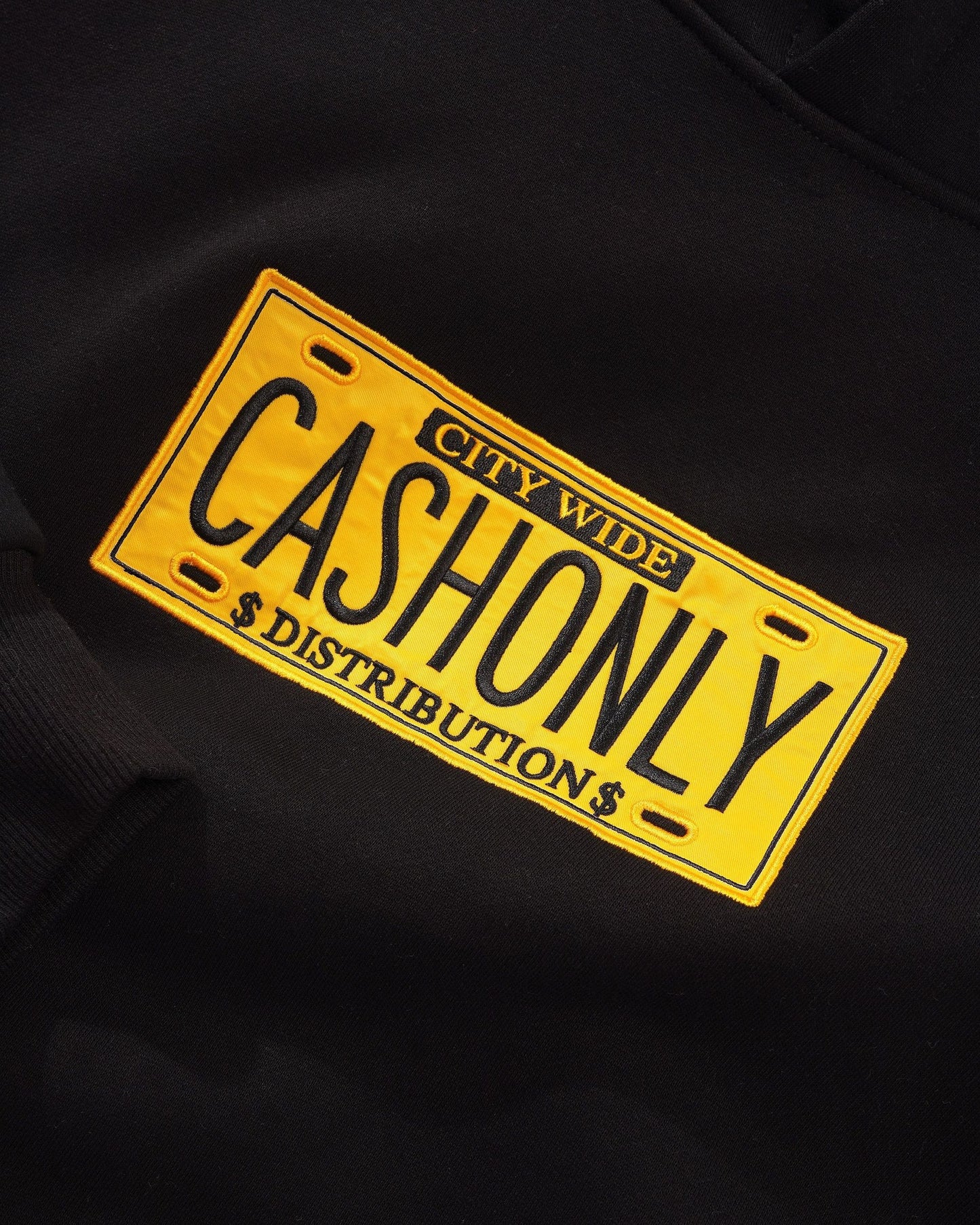 Cash Only License Plate Hoodie - Black