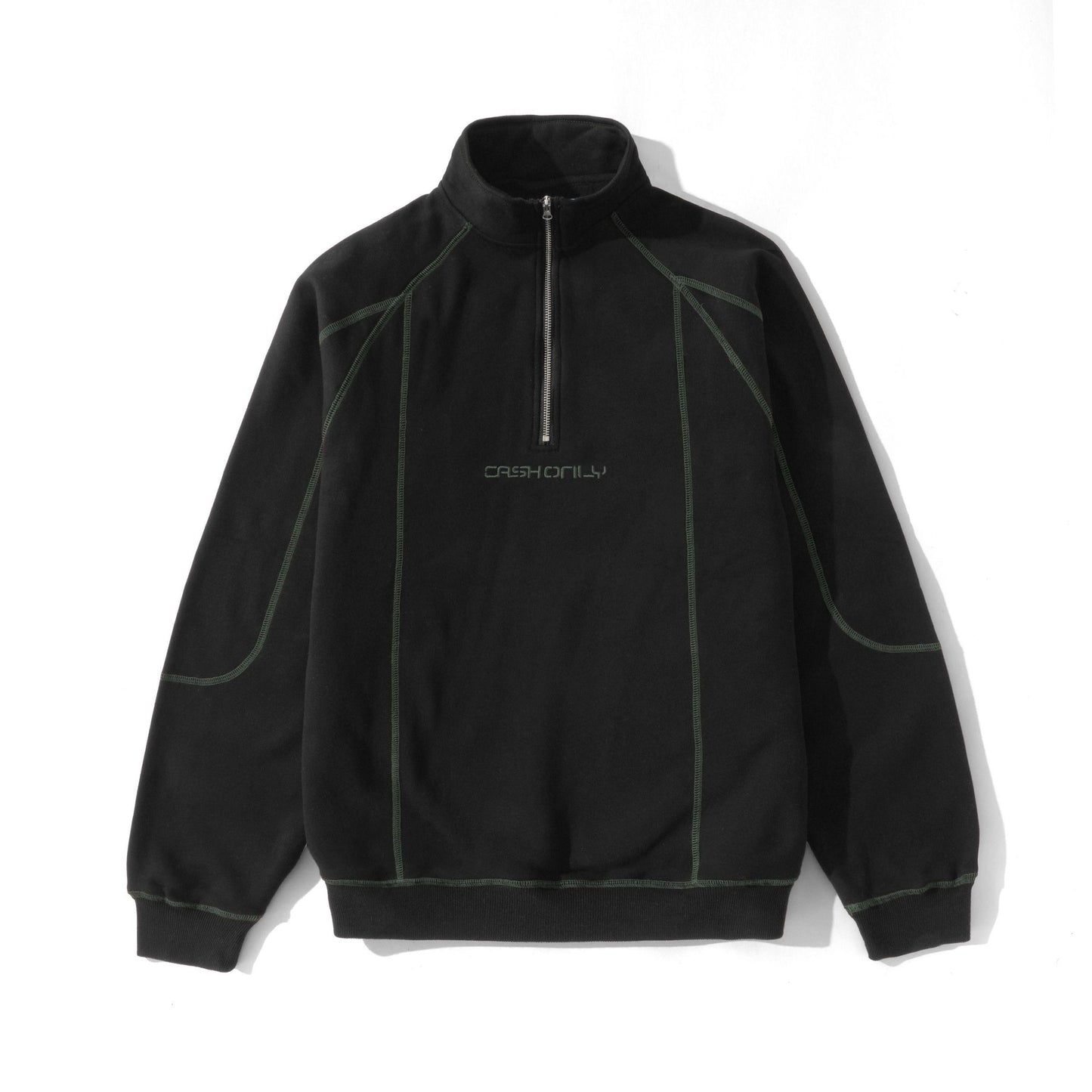 Cash Only Stencil Quarter Zip - Black