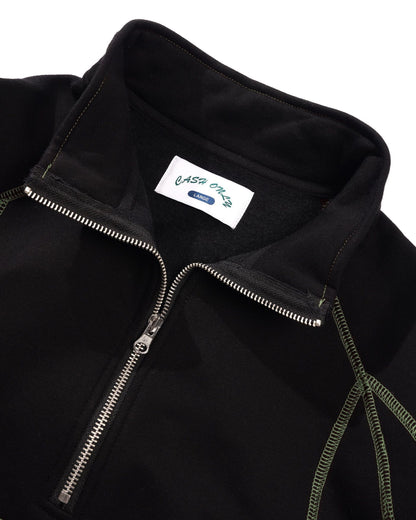Cash Only Stencil Quarter Zip - Black
