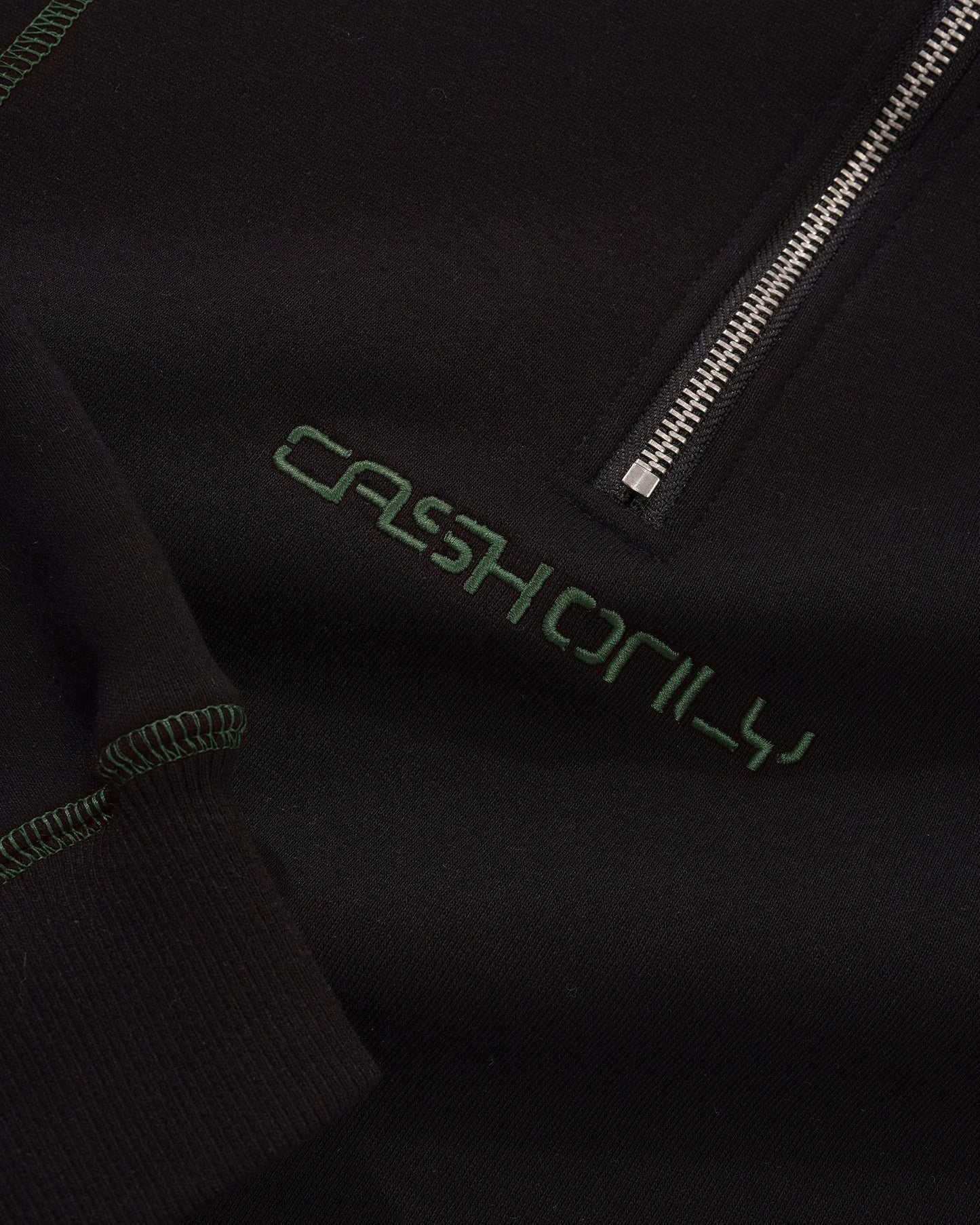 Cash Only Stencil Quarter Zip - Black