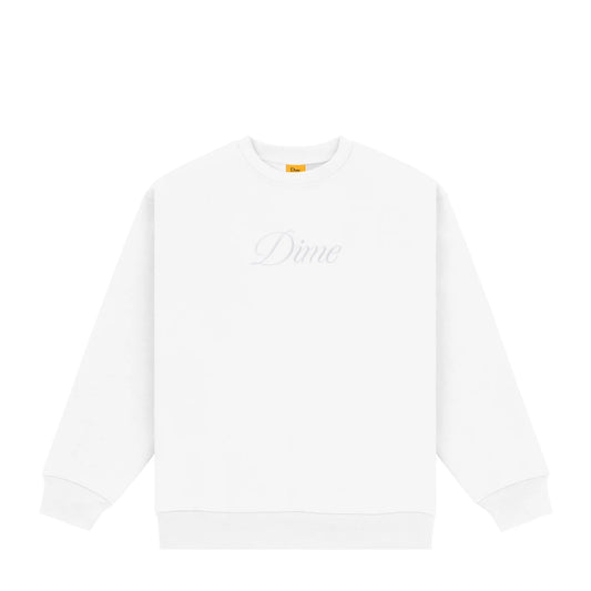 Dime Cursive Logo Crewneck - White