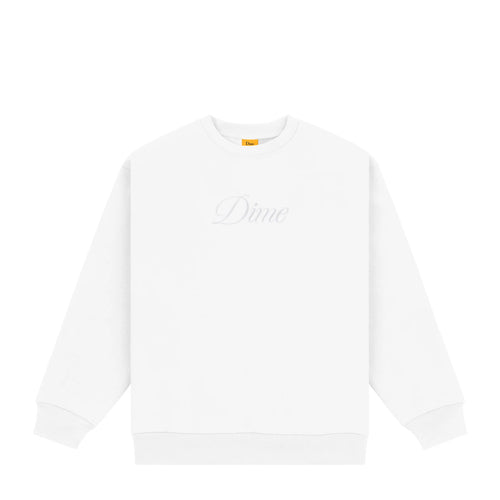 Dime Cursive Logo Crewneck - White