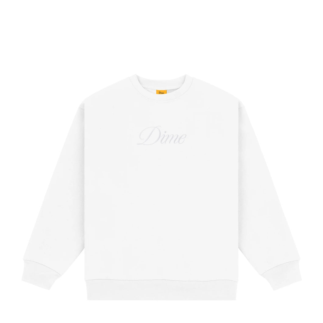 Dime Cursive Logo Crewneck - White