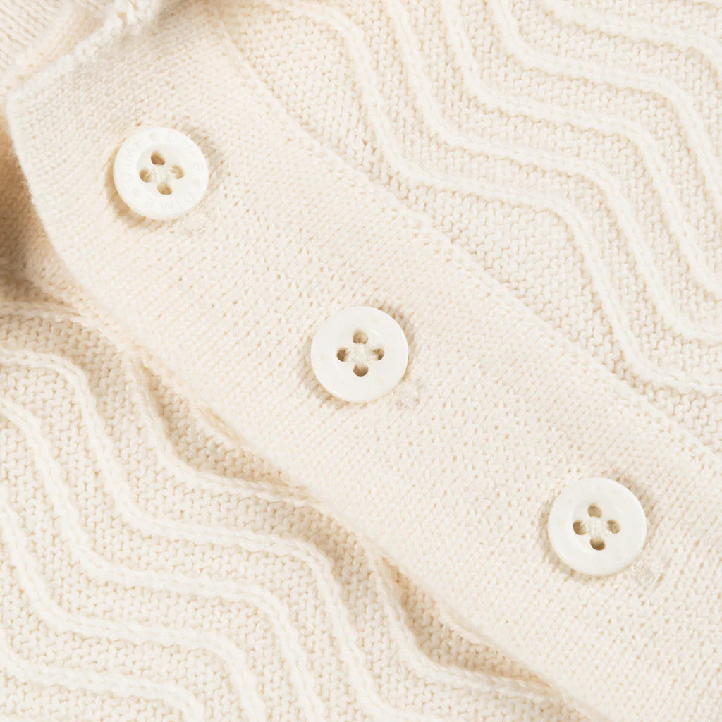 Dime Wave Cable Knit Polo - Cream