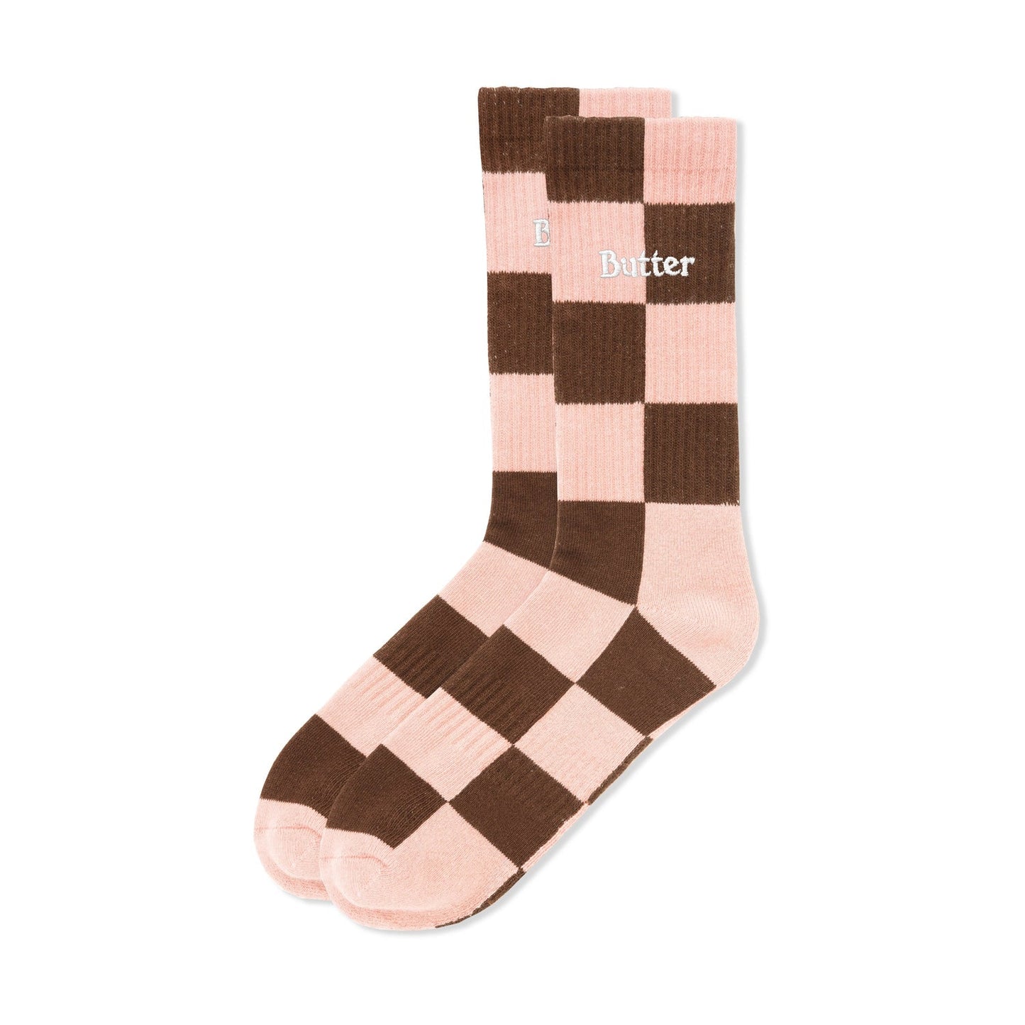 Butter Goods Checkered Socks - Brown/Pink