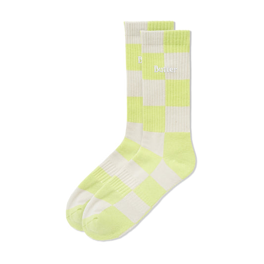 Butter Goods Checkered Socks - Grey/Lime