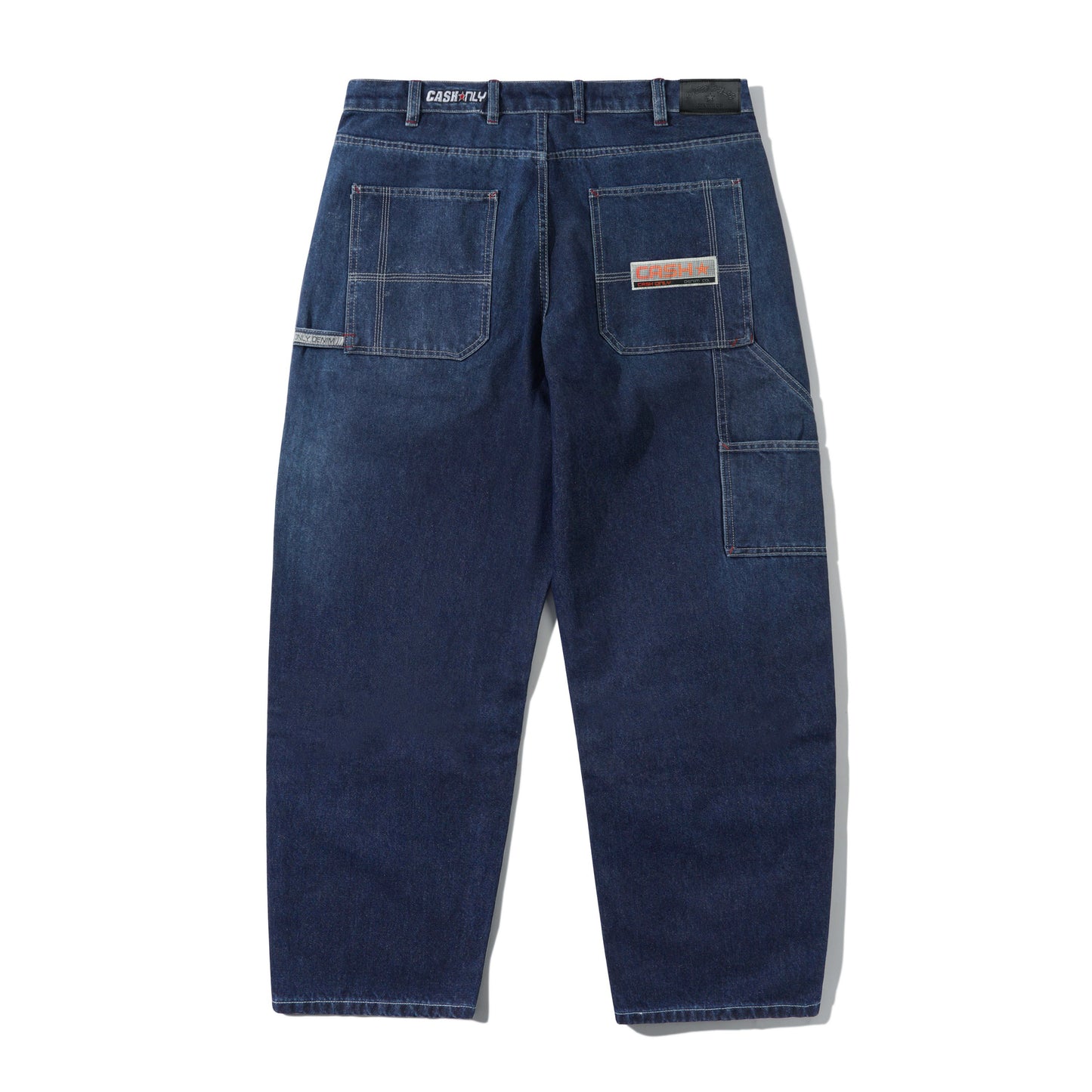 Cash Only Company Denim Jeans - Distressed Washed Slub Blue