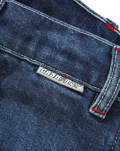 Cash Only Company Denim Shorts - Distressed Washed Slub Blue