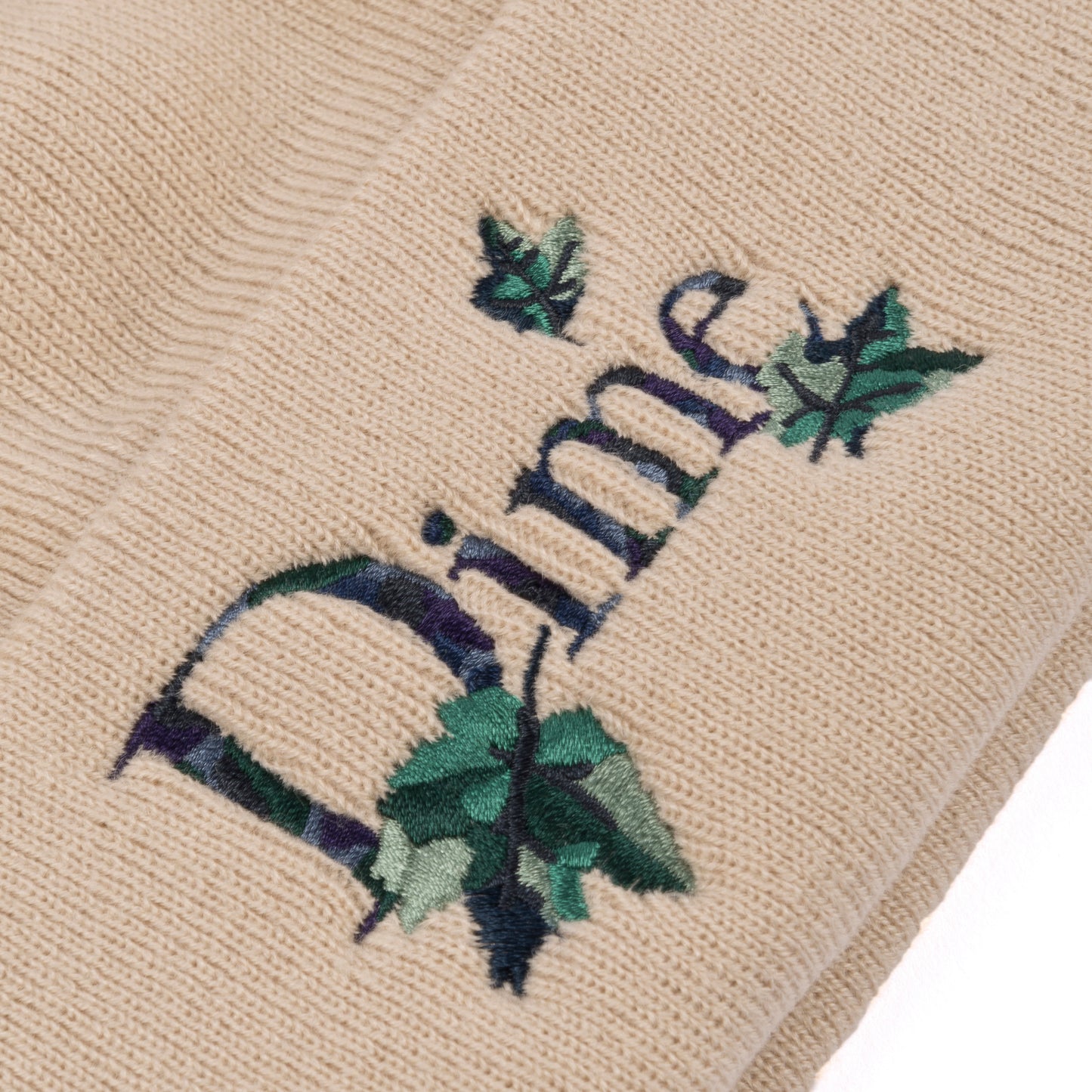 Dime Classic Leafy Fold Beanie - Light Beige