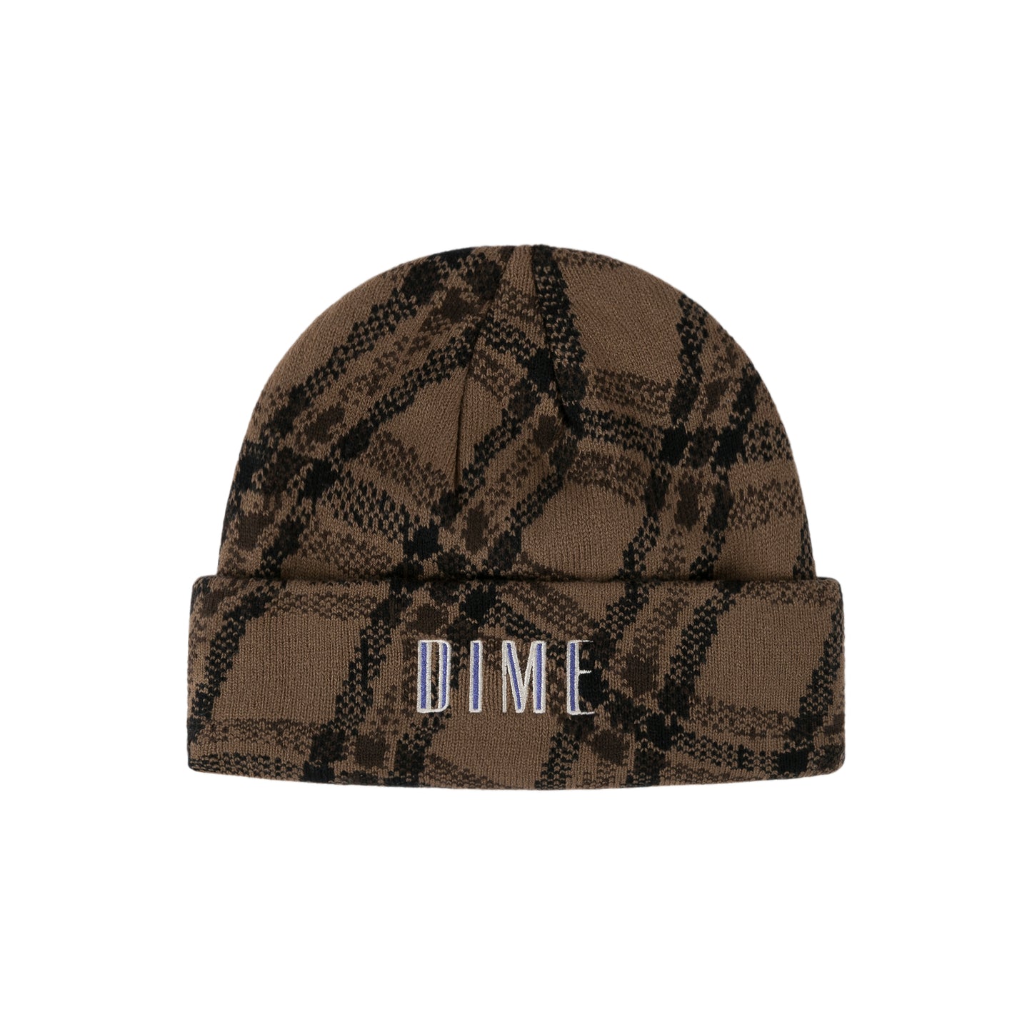 Dime Wavy Plaid Cuff Beanie - Wood