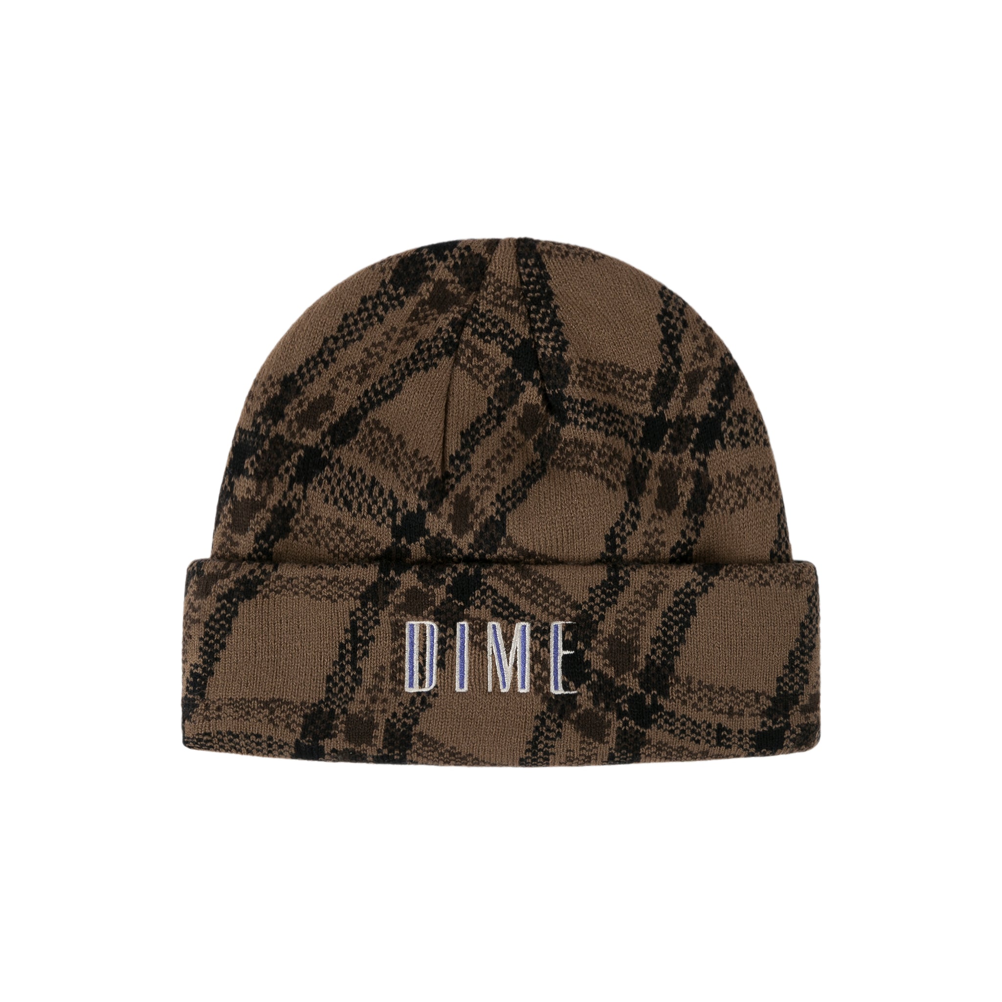 Dime Wavy Plaid Cuff Beanie - Wood