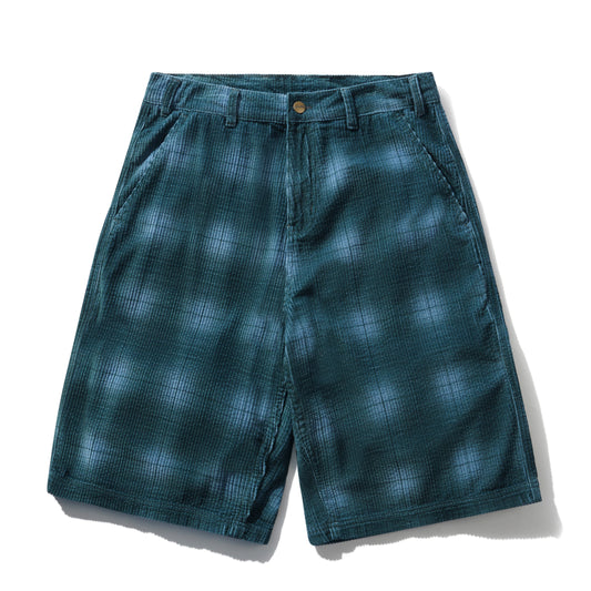 Butter Goods Cord Work Shorts - Blue Plaid