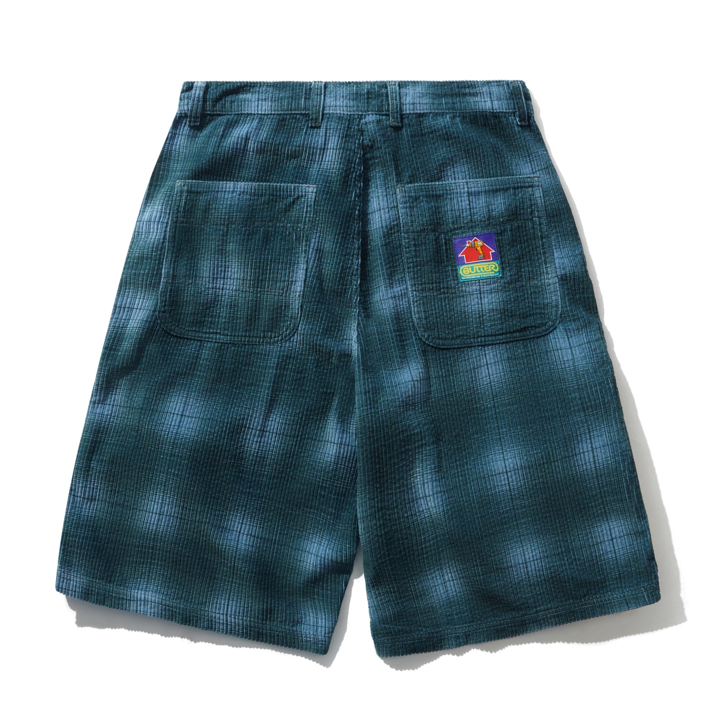 Butter Goods Cord Work Shorts - Blue Plaid