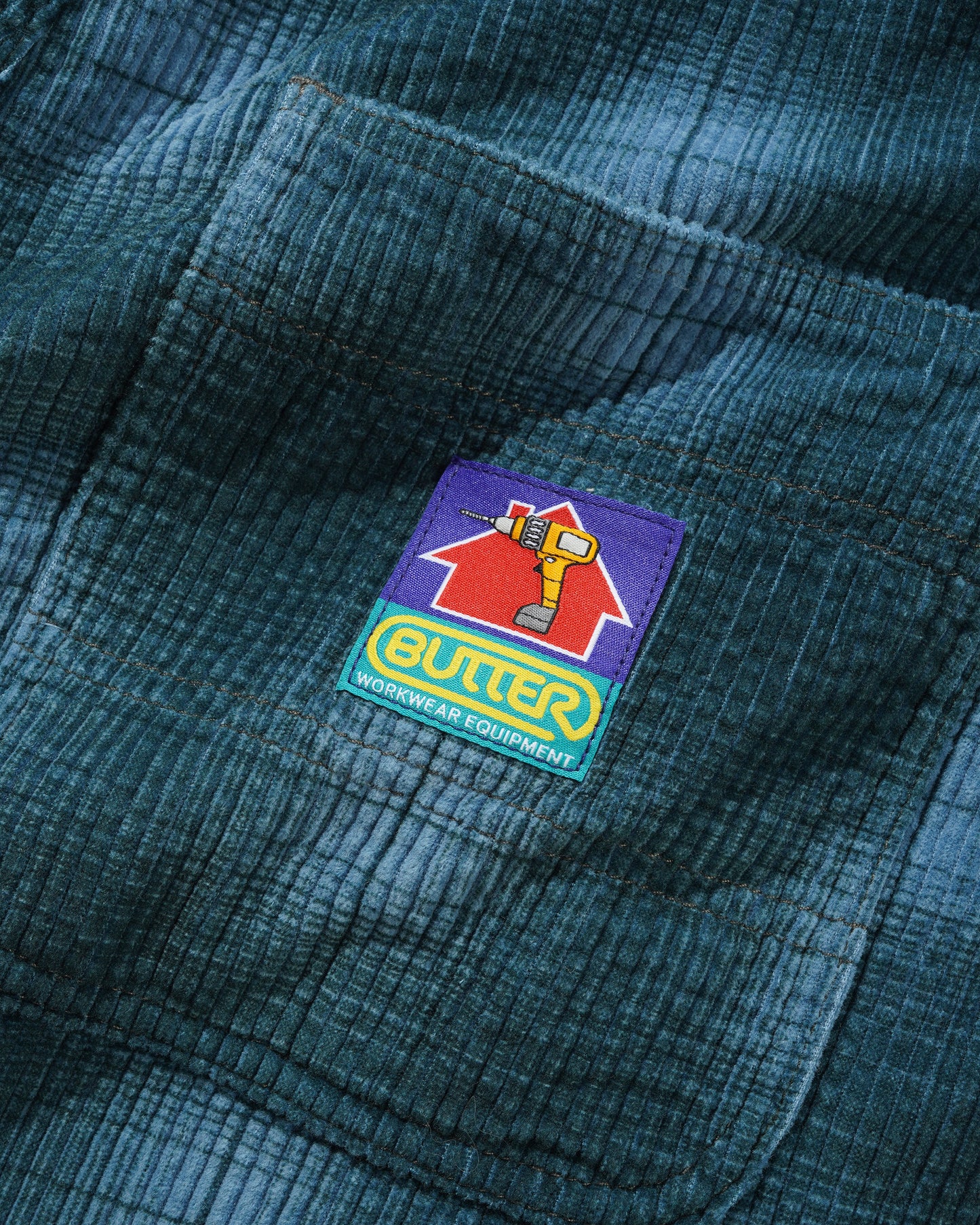 Butter Goods Cord Work Shorts - Blue Plaid