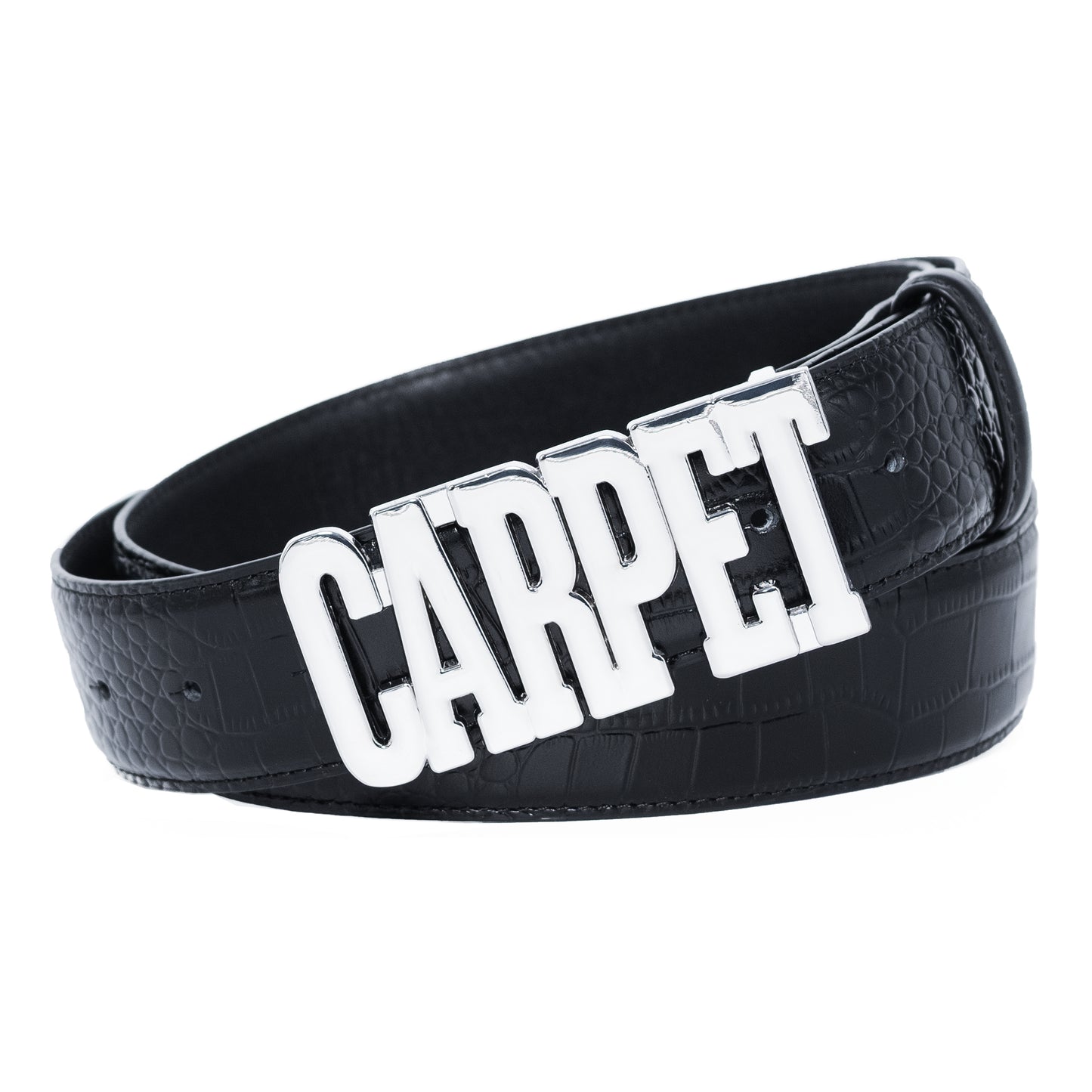 Carpet Company Crocskin Leather Belt - Black