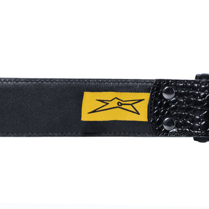 Carpet Company Crocskin Leather Belt - Black