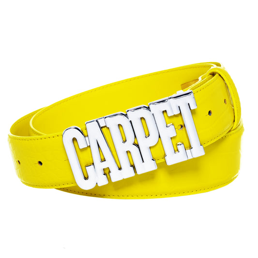 Carpet Company Crocskin Leather Belt - Yellow
