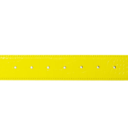 Carpet Company Crocskin Leather Belt - Yellow