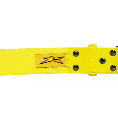Carpet Company Crocskin Leather Belt - Yellow