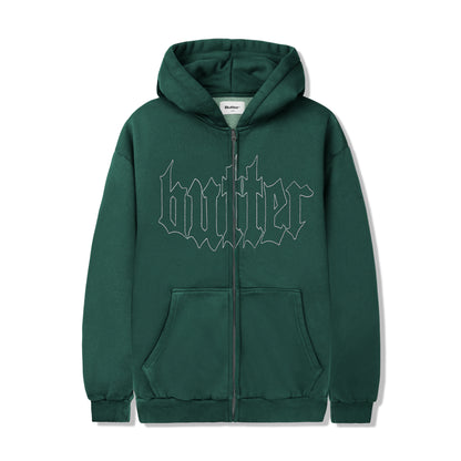 Butter Goods Cropped Zip-Thru Hoodie - Washed Fern