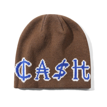 Cash Only Currency Skully Beanie - Brown