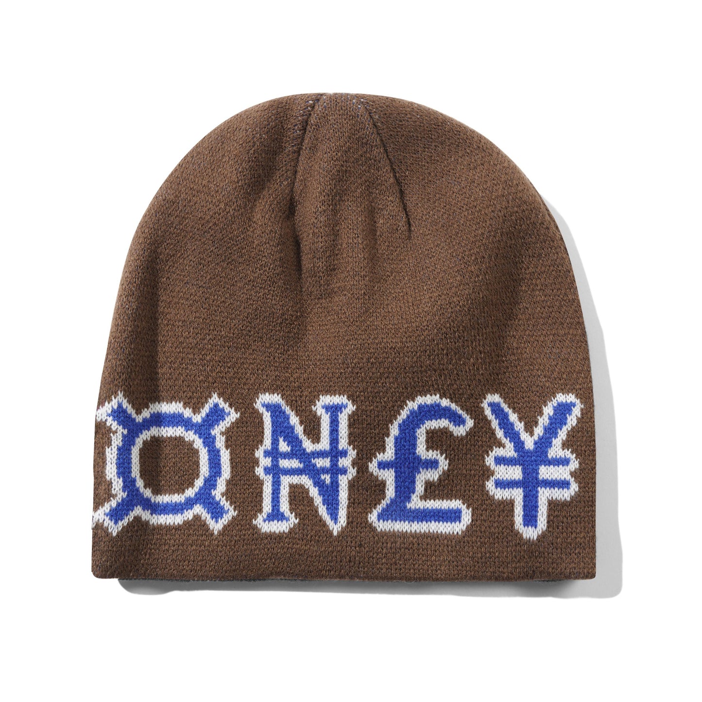Cash Only Currency Skully Beanie - Brown