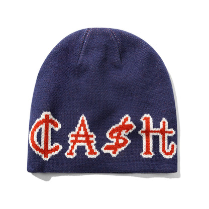 Cash Only Currency Skully Beanie - Navy