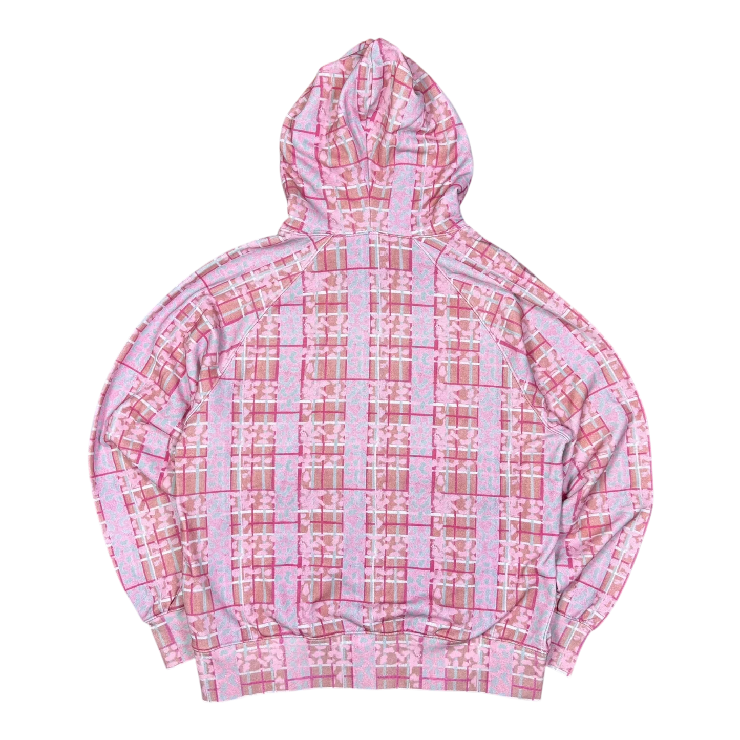 Star Team Leopard Plaid Full Zip Hoodie - Pink