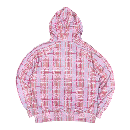Star Team Leopard Plaid Full Zip Hoodie - Pink