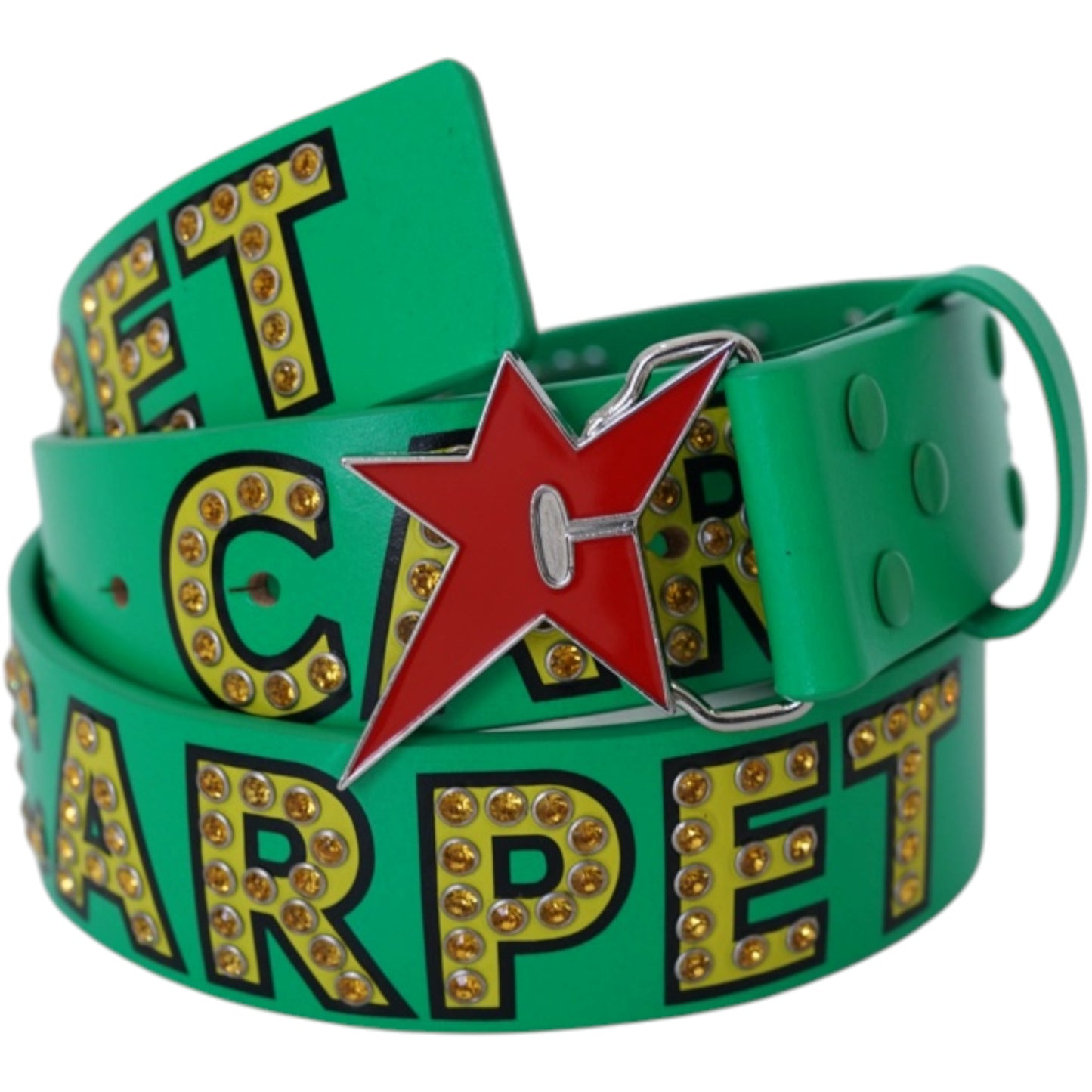 Carpet Company Varsity Rhinestone Leather Belt - Green