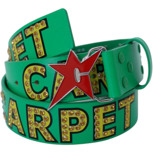 Carpet Company Varsity Rhinestone Leather Belt - Green