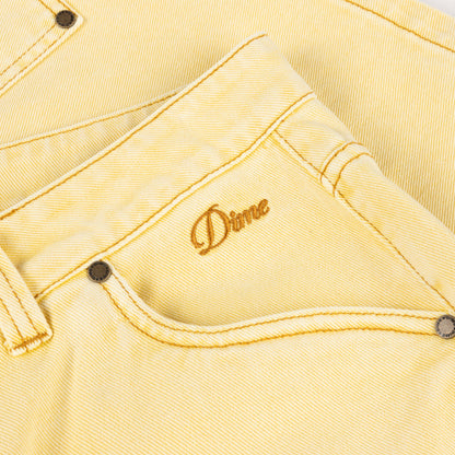 Dime Carpenter Denim Shorts - Lemon