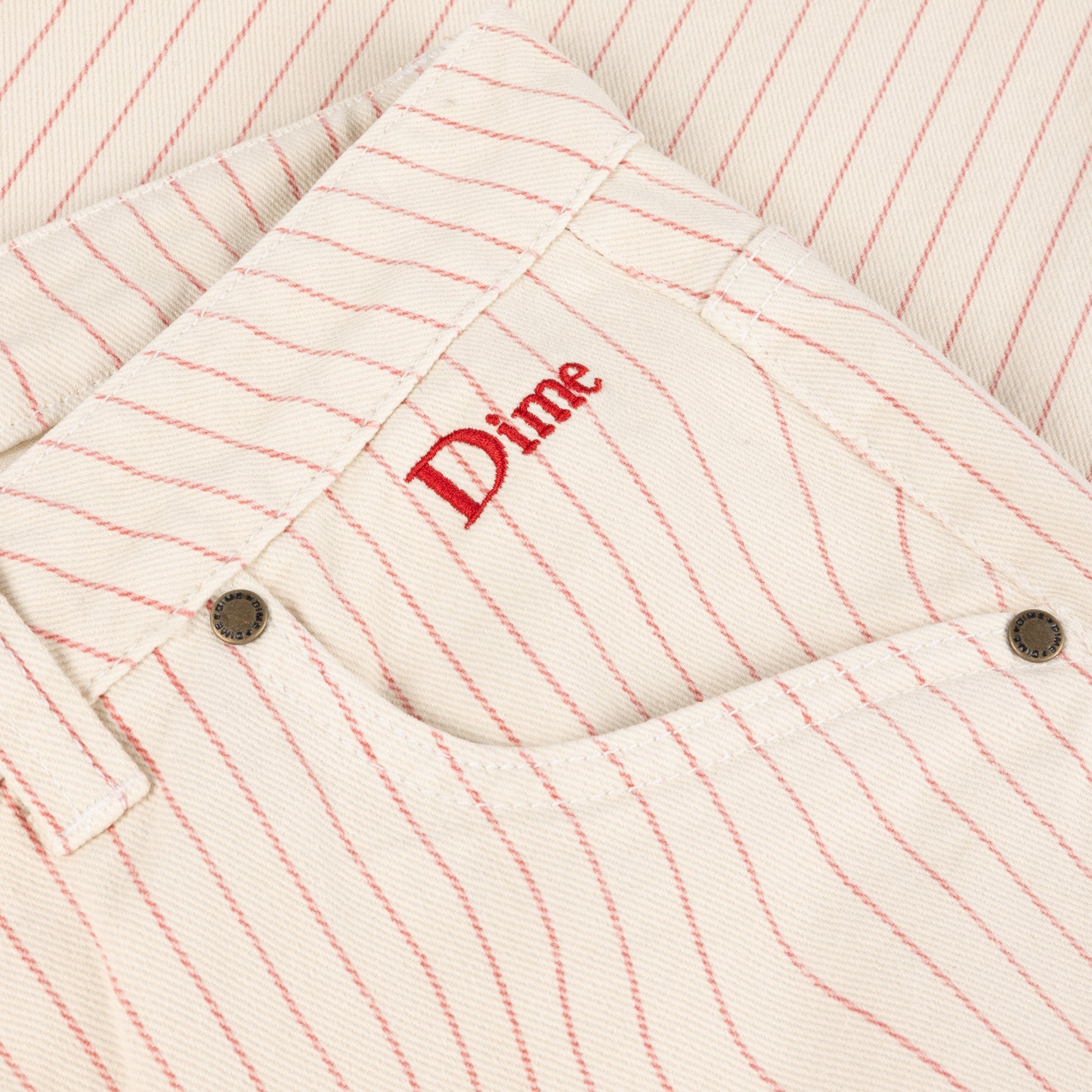 Dime Classic Relaxed Denim Pants - Striped Warm White