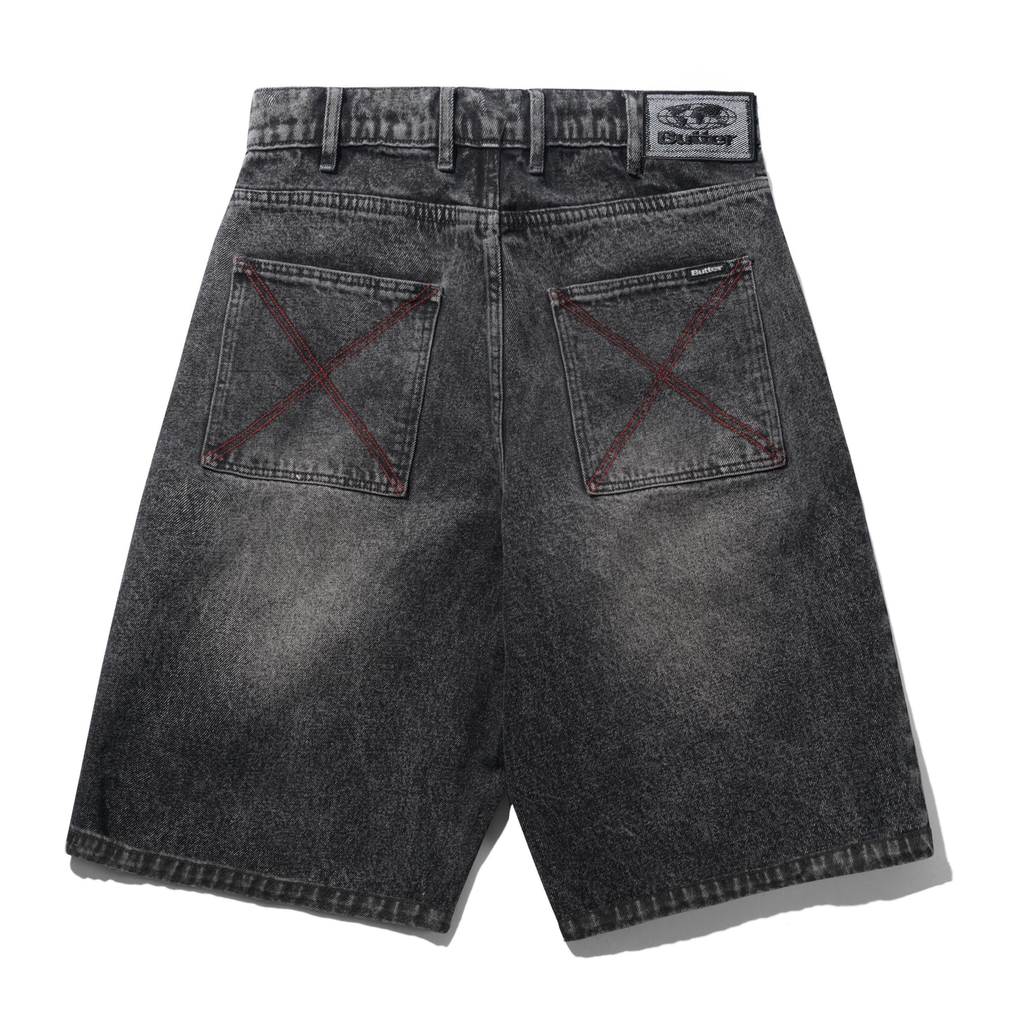 Butter Goods Distressed Big Denim Shorts - Gun Metal