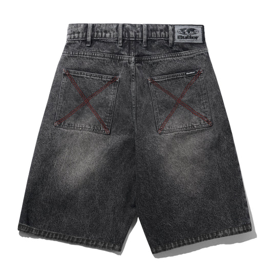 Butter Goods Distressed Big Denim Shorts - Gun Metal