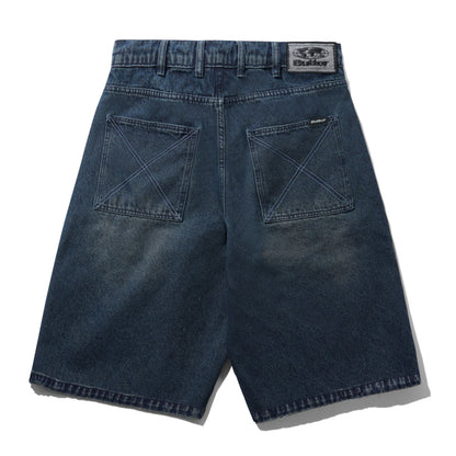 Butter Goods Distressed Big Denim Shorts - Washed Dark Blue