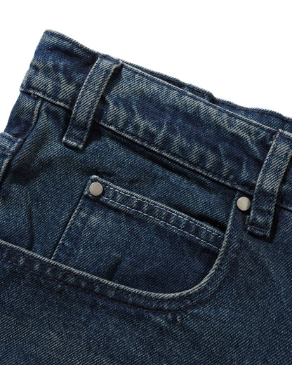 Butter Goods Distressed Big Denim Shorts - Washed Dark Blue