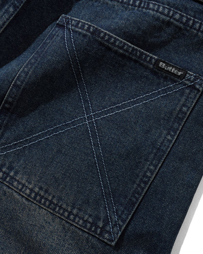 Butter Goods Distressed Big Denim Shorts - Washed Dark Blue