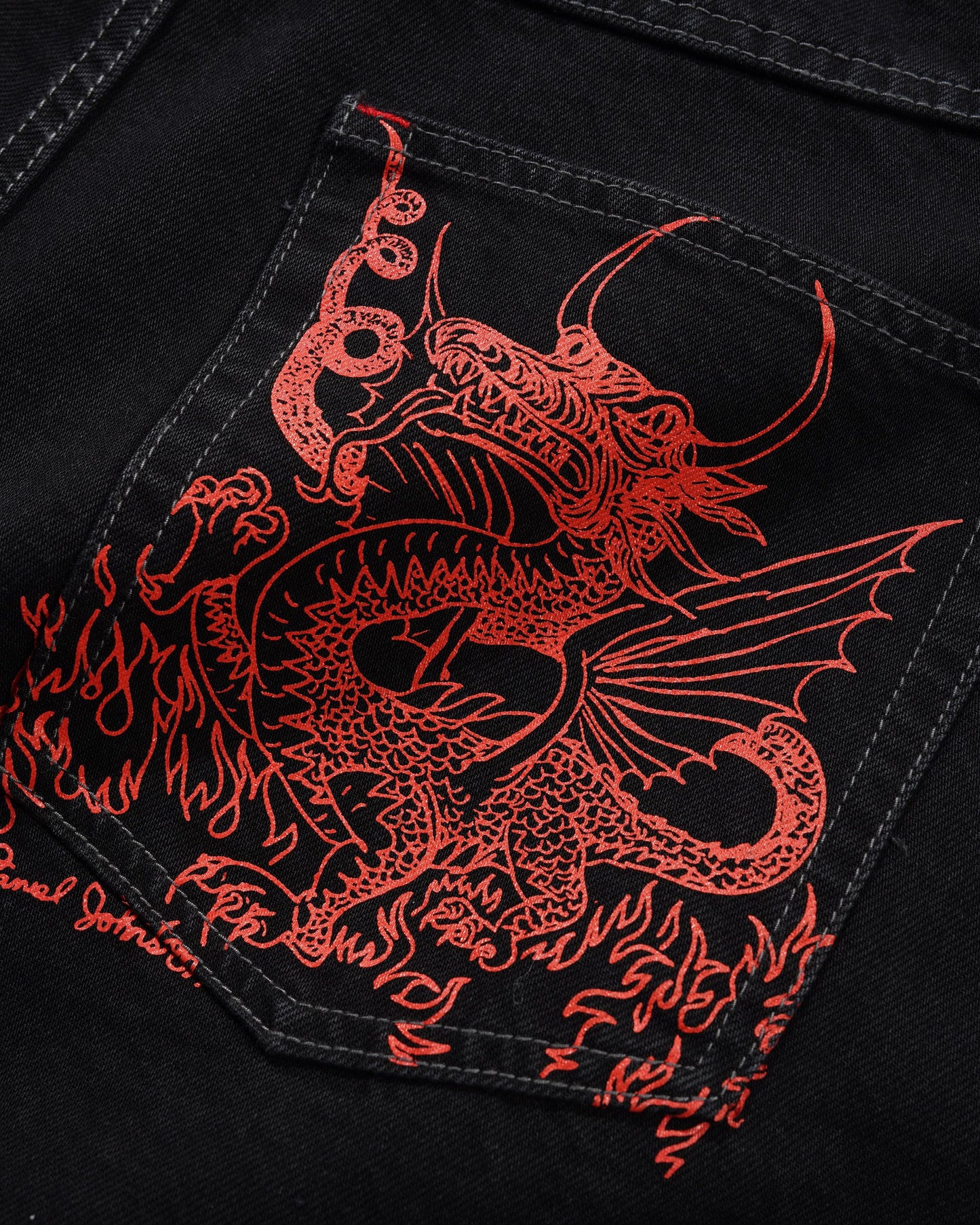 Butter Goods x Daniel Johnston Dragon Denim Shorts - Washed Black