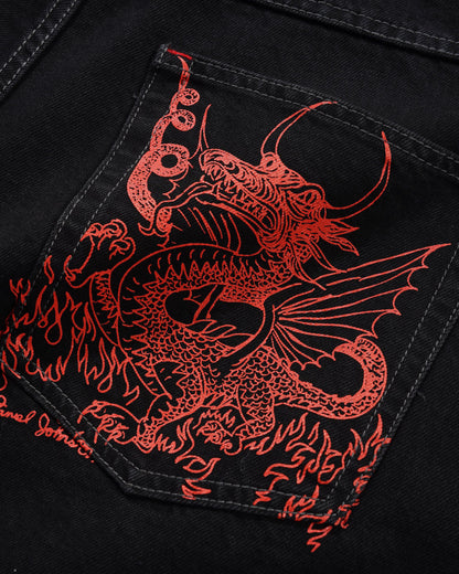 Butter Goods x Daniel Johnston Dragon Denim Shorts - Washed Black