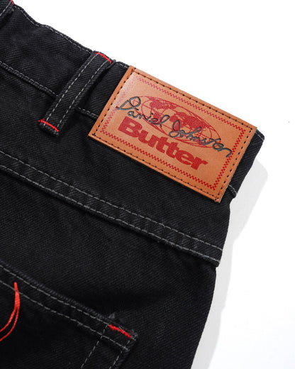 Butter Goods x Daniel Johnston Dragon Denim Shorts - Washed Black